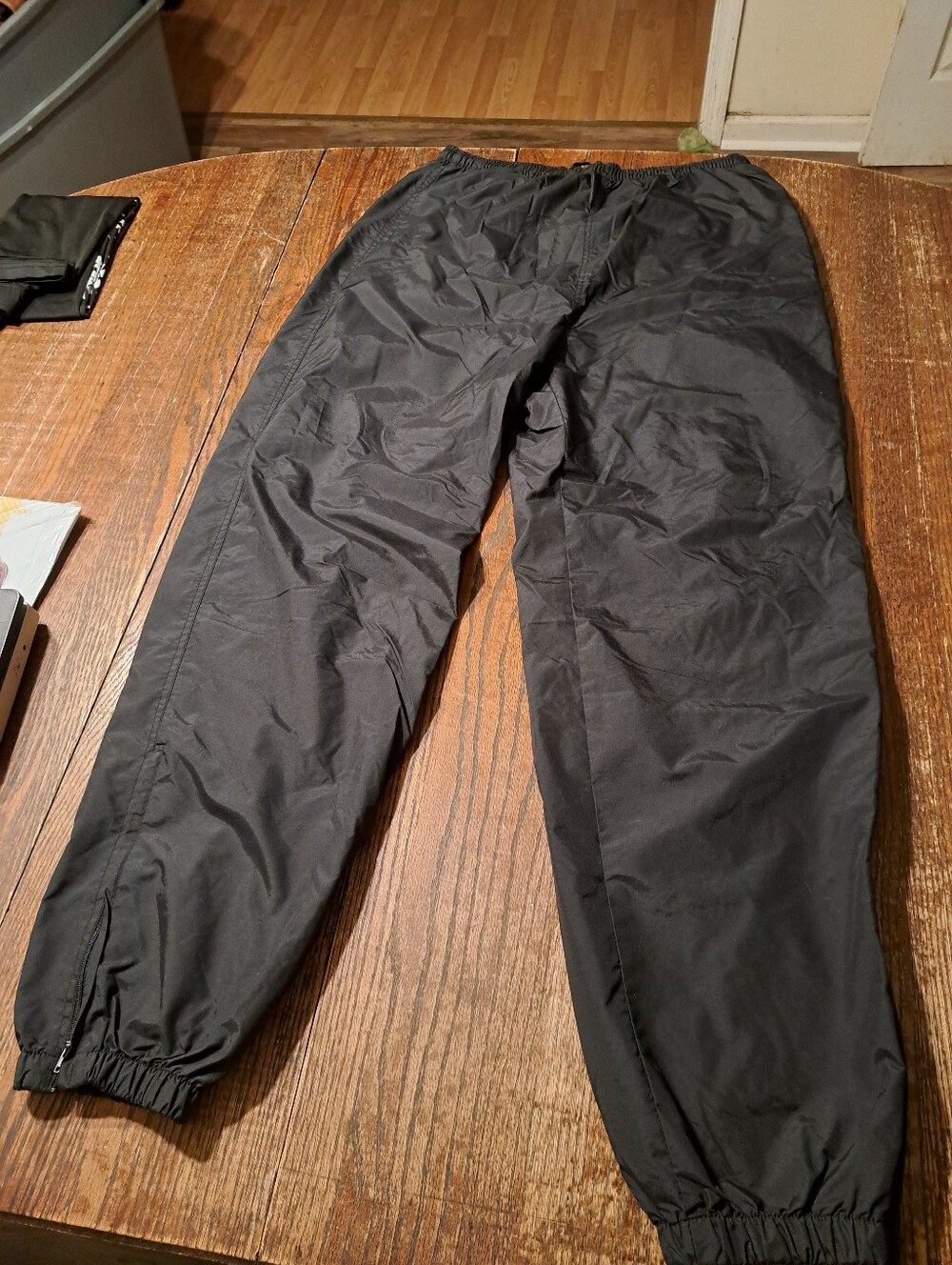 Holloway Large Black Vintage Windbreaker Track Pants Elastic Waist Nylon Zipper